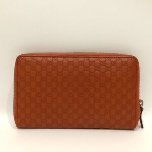 Gucci Orange Microguccisima GG Leather Zip Around Long Wallet